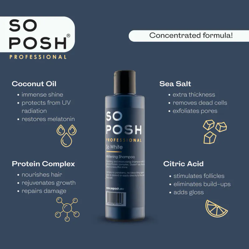 So White whitening 1L. shampoo, SoPosh