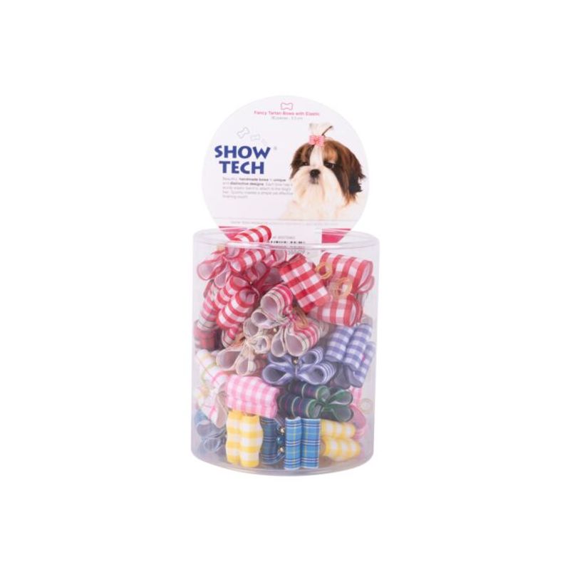 Fancy Tartan Bows with Elastic 36 pcs Bows, ShowTech