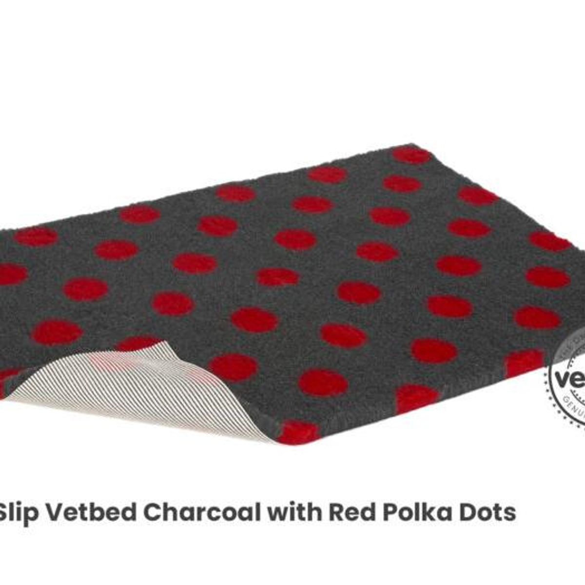 Vetbed NonSlip, (51X75cm), Charcoal With Red Polka Dots, Petlife