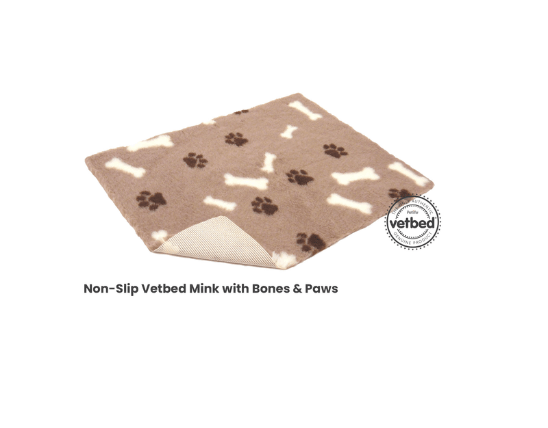 Vetbed NonSlip, (75X100cm), Mink Whit Bone And Paws, Petlife