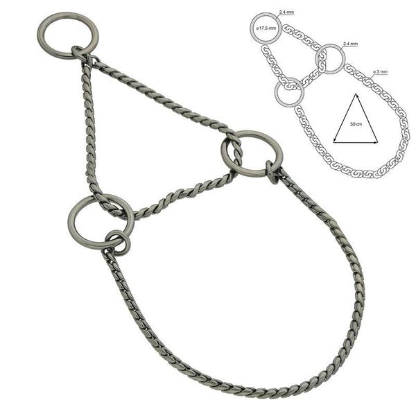 Hovedbilde Snake Ø3mm - L30cm Halv Strup, Anthracite, Sorma