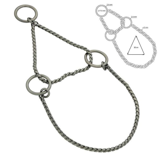 Hovedbilde 35cm x 3mm Snake Halv Strup Anthracite, Sorma