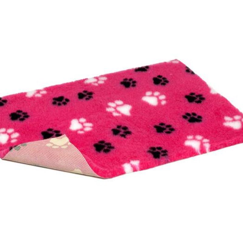 Vetbed NonSlip, (51X75cm), Duo-Paw Cerise With Black & White Paws, Petlife